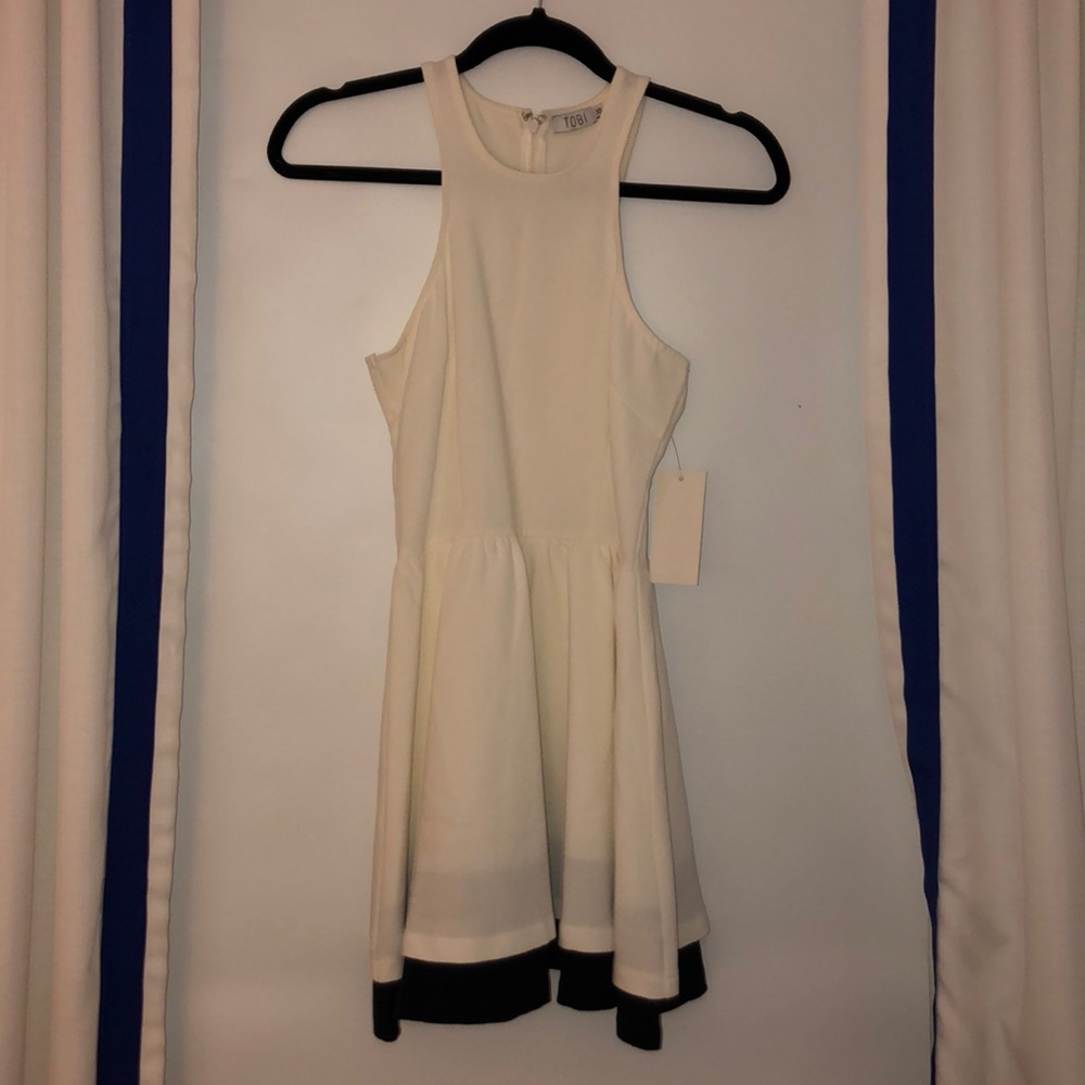 Tobi white dress with navy lining NEW WITH TAGS